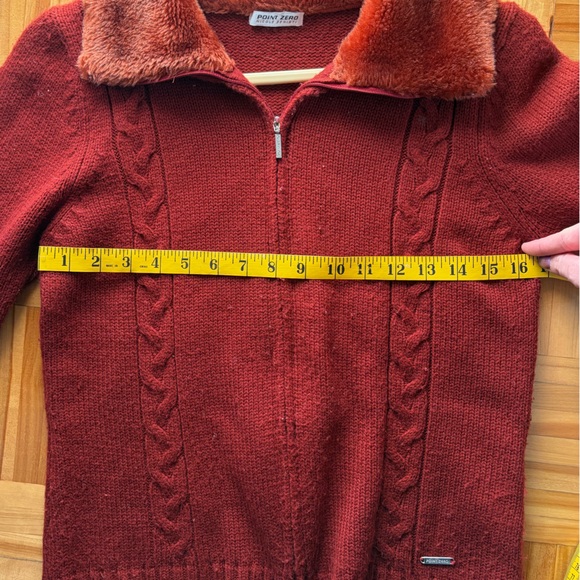 Point Zero Nicole Benisti Knit Zip Jacket | Faux Fur Collar | Size S - Picture 5 of 6